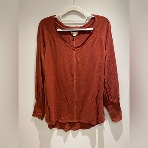 Knox Rose Women's Rust V-Neck Blouse